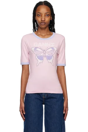 Ganni SSENSE Exclusive Pink Butterfly T-Shirt