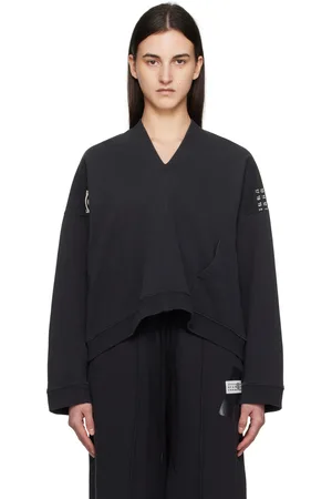 Maison Margiela Black V-Neck Logo Sweatshirt