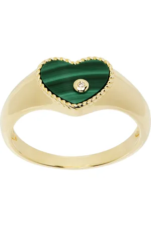 YVONNE LÉON Gold Baby Chevaliere Cœur Malachite Ring