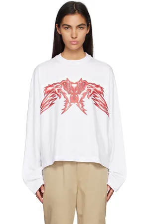 We11 Done White Printed Long Sleeve T-Shirt