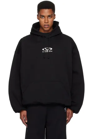 Vetements Black Oval Logo Cropped Boxy Hoodie
