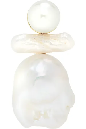Simone Rocha White Stacked Baroque Pearl Stud Single Earring
