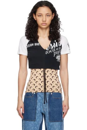 Marine Serre Black & Beige Regenerated T-Shirt
