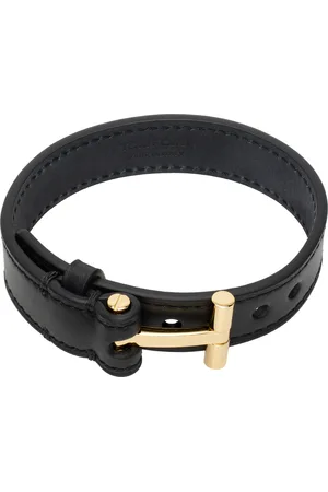 Tom Ford Black T Leather Bracelet