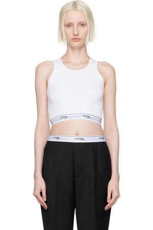 HOMMEGIRLS White Cropped Tank Top