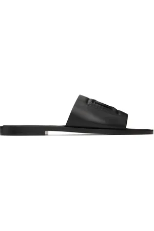 Dolce & Gabbana Black Calfskin Pool Slides