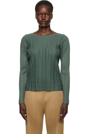PLEATS PLEASE ISSEY MIYAKE Green Soft Pleats Top