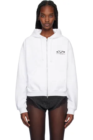 Vetements White Oval Logo Zip-Up Hoodie