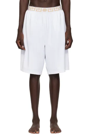 VERSACE White Greca Border Swim Shorts