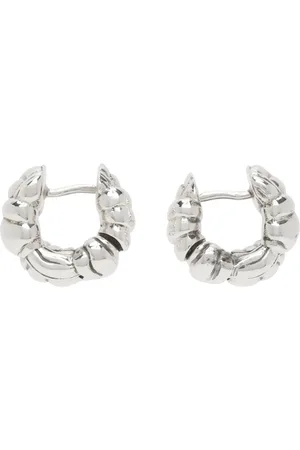 Bottega Veneta Silver Mini Pleat Hoop Earrings