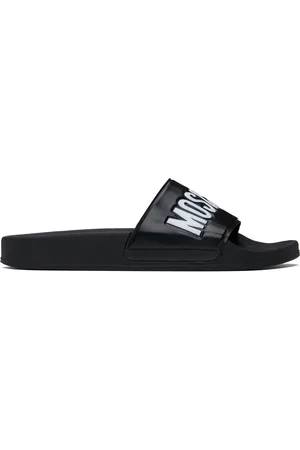 Moschino Black Rubber Pool Slides