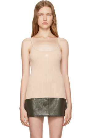 Courrèges Beige Rib Knit Tank Top
