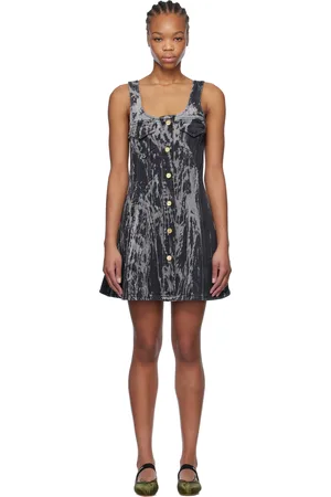 Ganni Black Heavy Denim Minidress