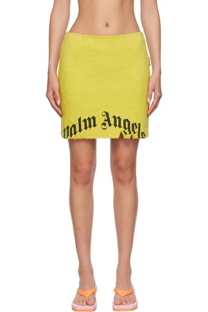 Palm Angels Yellow Destroyed Midi Skirt