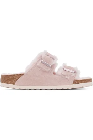 Birkenstock Pink Narrow Arizona Shearling Sandals