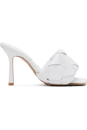Bottega Veneta White Intrecciato Lido Heeled Sandals