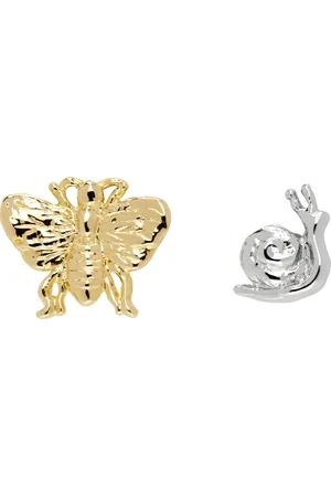 Chopova Lowena Silver & Gold Moth Best Bugs Stud Earrings