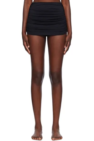 WARDROBE.NYC Black Ruched Bikini Bottoms