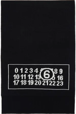 Maison Margiela Black & Off-White Numeric Signature Wool Scarf