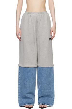 pushBUTTON Gray & Blue Shorts Layered Denim Lounge Pants
