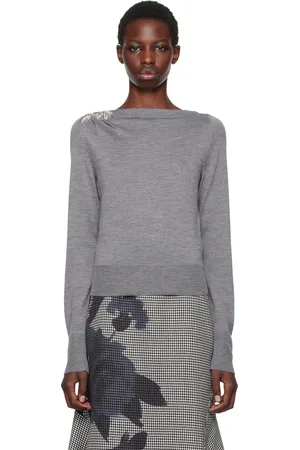 Erdem Gray Drape Knit Detail Sweater
