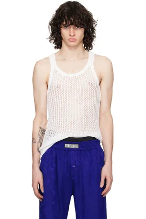 LGN LOUIS GABRIEL NOUCHI White Net Stitch Tank Top