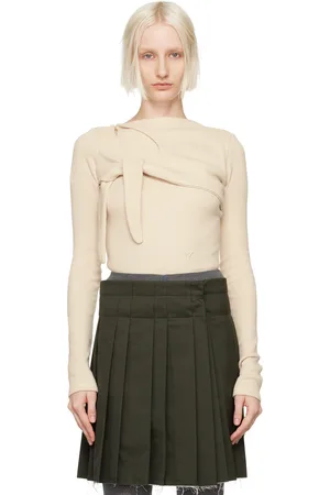 OPEN YY Beige Waffle Knot Long Sleeve T-shirt