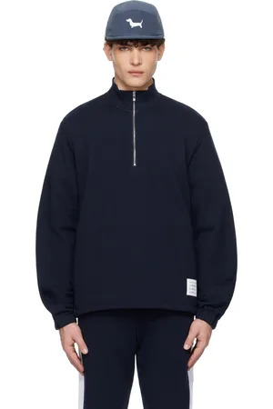 Thom Browne Navy Classic 4-Bar Jersey Half-Zip Sweatshirt