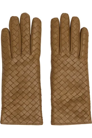 Bottega Veneta Tan Intrecciato Leather Gloves