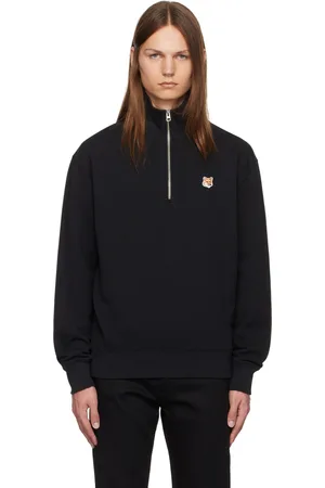 Maison Kitsuné Black Fox Head Patch Half Zip Sweatshirt