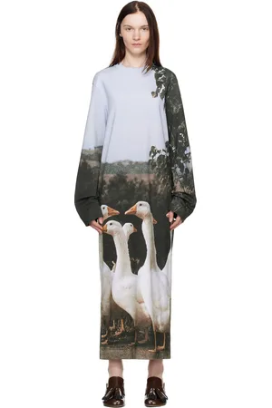 Moschino Multicolor Interlock Goose Print Maxi Dress
