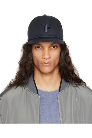 Tom Ford Navy Canvas & Smooth Leather Cap