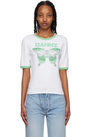 Ganni SSENSE Exclusive White Butterfly T-Shirt