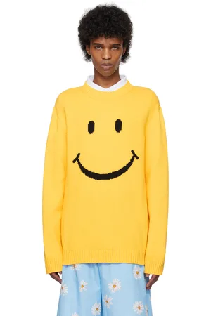 Moschino Yellow Cotton Blend Smiley Sweater