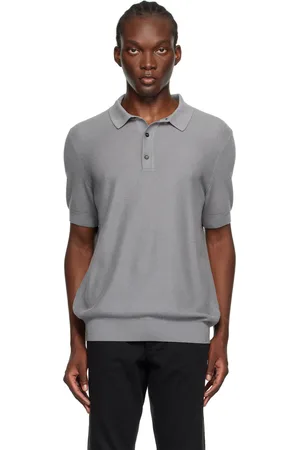HUGO BOSS Gray Open Knit Polo