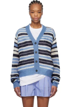 Marni Blue Striped Mohair Cardigan