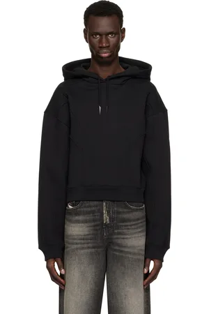 MUGLER Black Spiral Cropped Hoodie