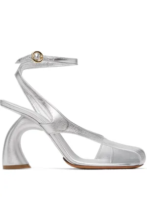DRIES VAN NOTEN Silver Leather Heeled Sandals