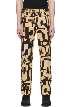 DRIES VAN NOTEN Black & Tan Print Jeans