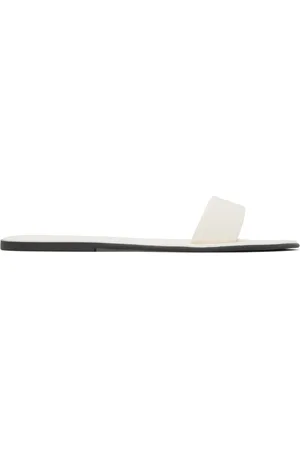 The Row Off-White Leather Beach Slides