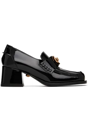 VERSACE Black Alia Patent Loafer Heels