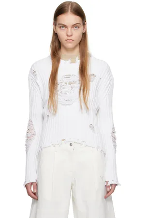 OPEN YY White Damaged Heart Sweater