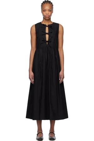 Ganni Black Cotton Poplin Midi Dress