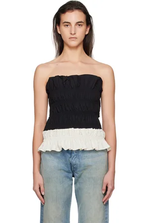 Kijun Black & Off-White Shirring Mono Tube Top