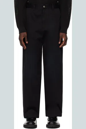 Solid Black Wide Denim Trousers