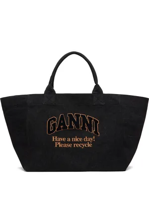 Ganni Black XXL Denim Shopper Tote