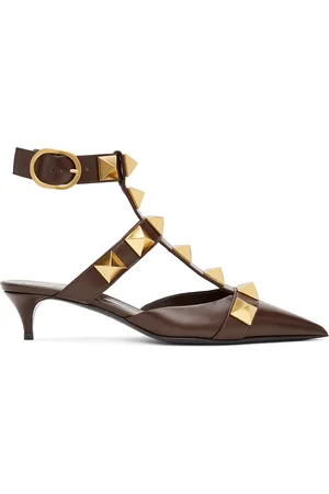 VALENTINO GARAVANI Brown Medium Roman Stud Heels