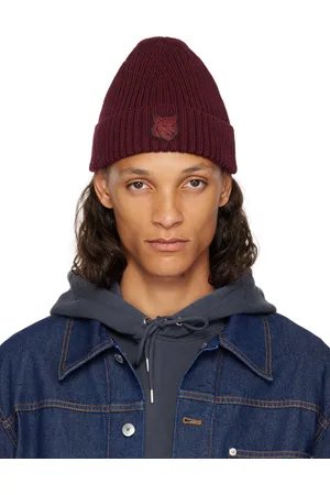Maison Kitsuné Burgundy Bold Fox Head Beanie
