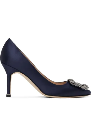 Manolo Blahnik Navy Hangisi 90 Heels
