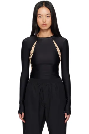 Marine Serre Black & Beige Draped Jersey Tied Back T-shirt